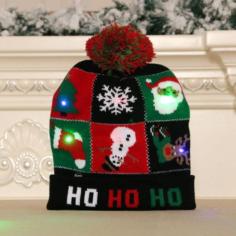 Christmas Decorations Adult Children's Luminous Knitted Christmas Hat