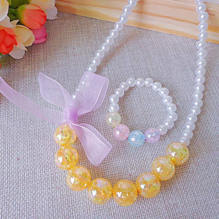 Clothing Ribbon Bow Accessories Children's Necklace Bracelet Set