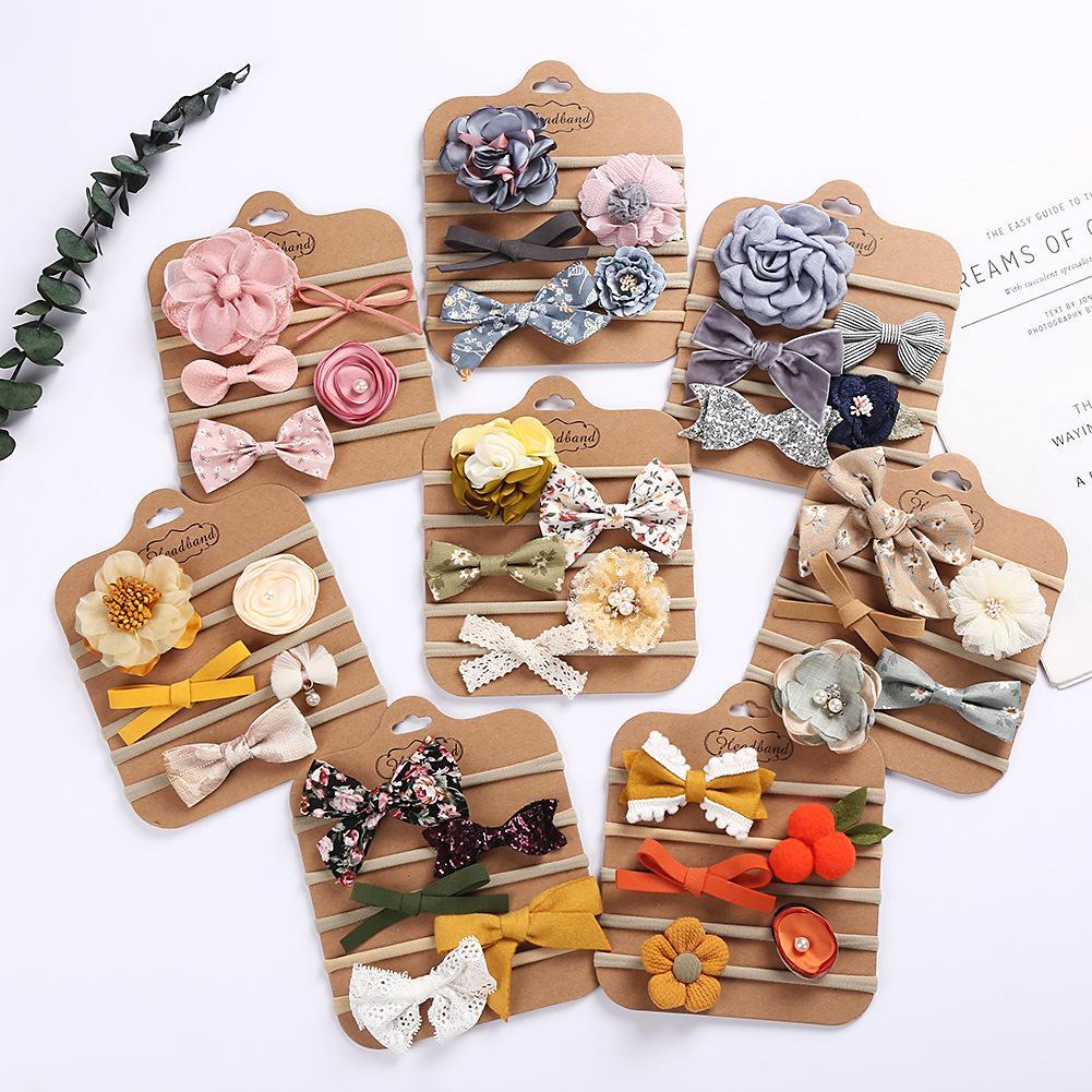 Handmade Bow Hair Band 5pcs/set Stretch Baby Headdress