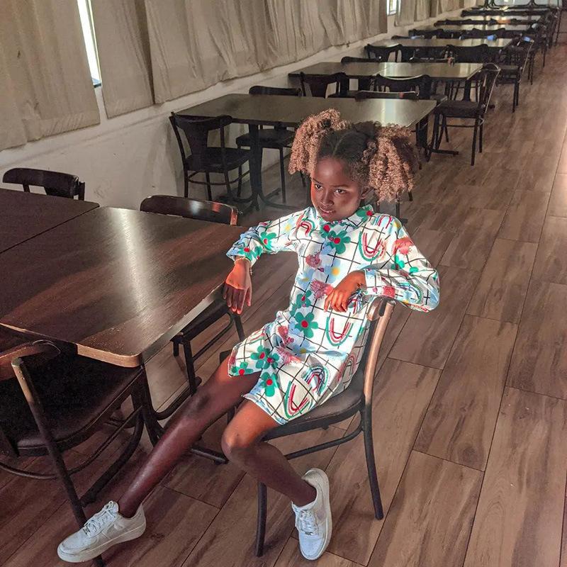 Children's Casual Long Sleeve Printed Dress Petticoat