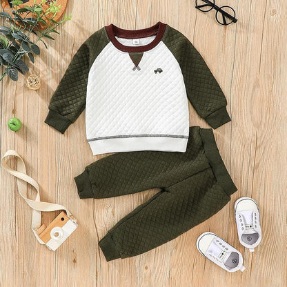 Infant and child casual long sleeve vests pants two-piece set