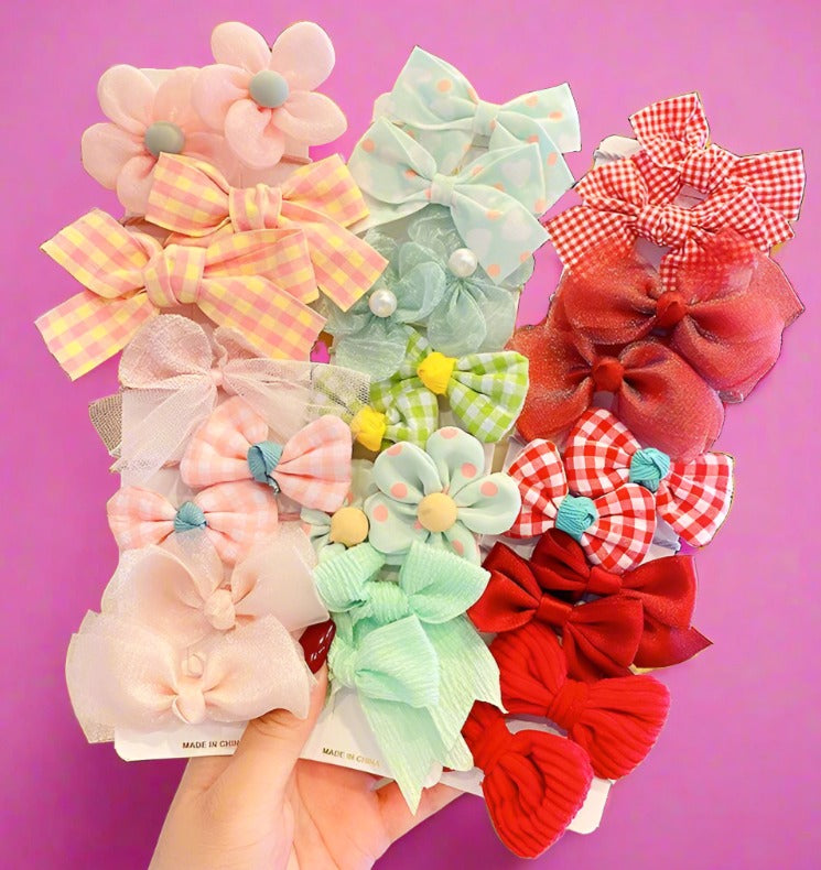 Children's Hair Ring Mesh Bow Set Head Flower