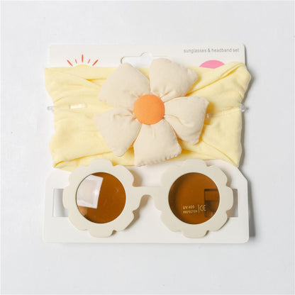 Children's Hair Band Glasses Flower Sunglasses Headband Set