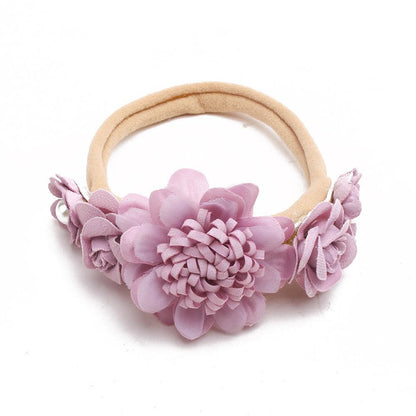 Baby Beige Pearl Rhinestone Nylon Headband