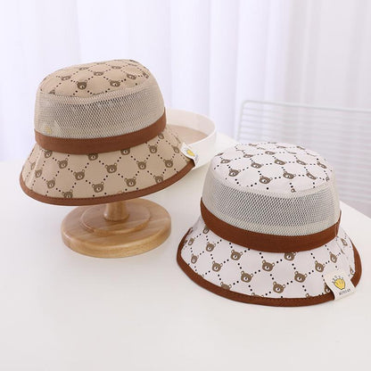 Sunshade Wired Bear Print Children's Mesh Hat