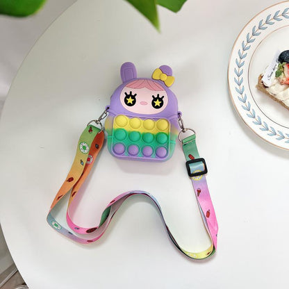 Children's Coin Purse Pink Bow Doll Press Toy