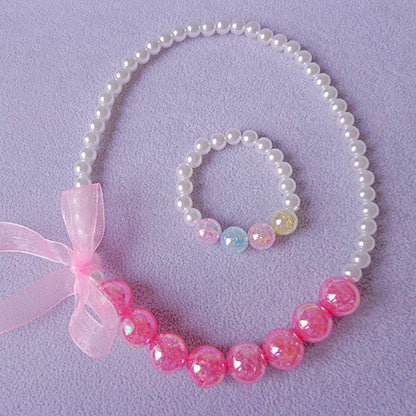 Clothing Ribbon Bow Accessories Children's Necklace Bracelet Set