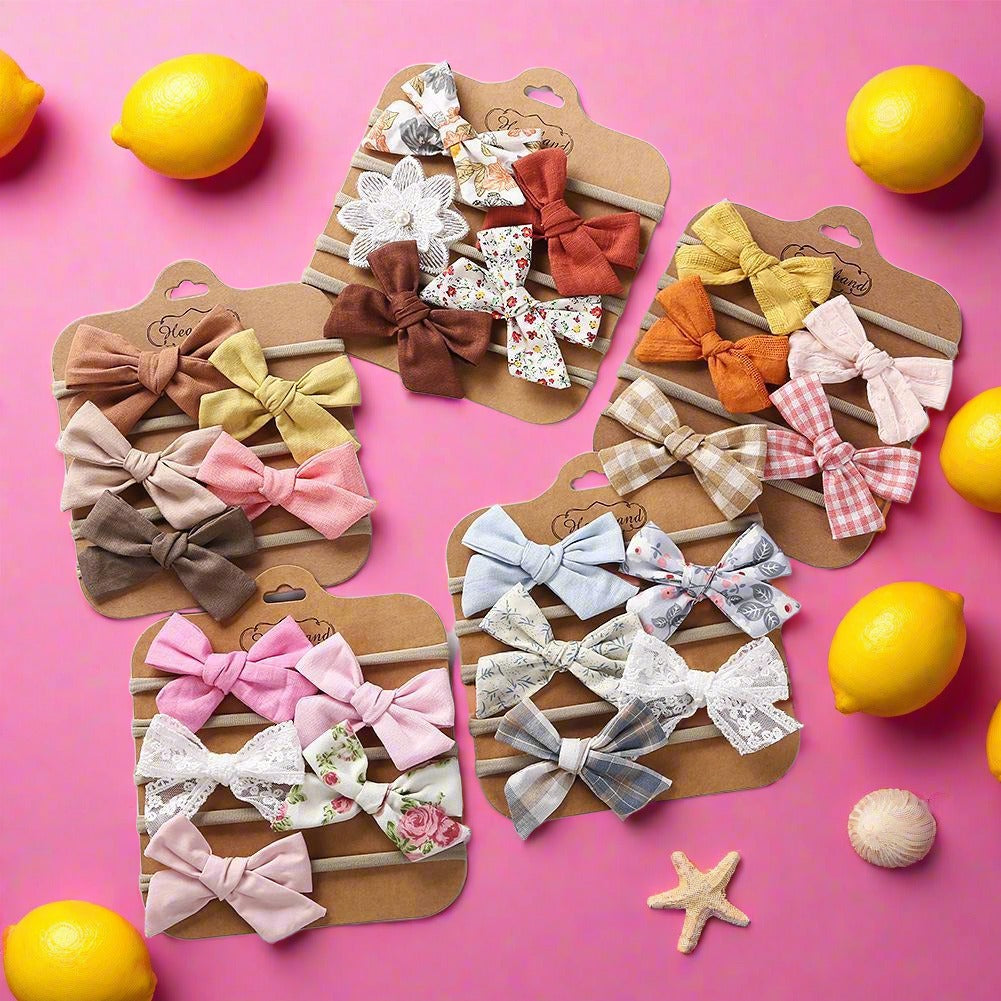 Children's Hair Tie Handmade Bow Hair Band 5pc/set