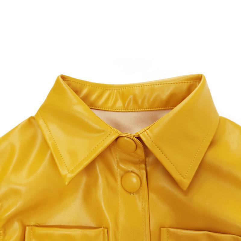 Kids Faux Leather Jacket Lace-Up Leather