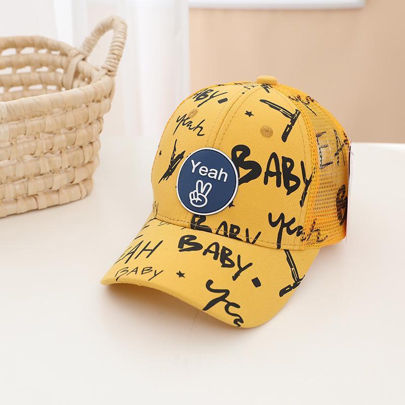 Children Graffiti Print Kids Sunshade Mesh Cap