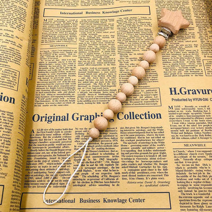 Baby Soothing Nipple Clip Beech Wood Nipple Anti-drop Chain