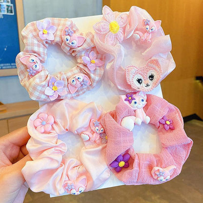 Children's Cartoon Hair Tie Girl's Pink Fabric Hair Rope
