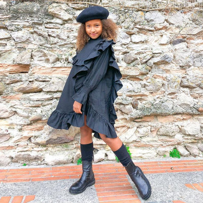 Girl's Long Sleeve Flounce Dress