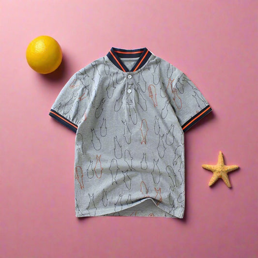 V-neck T-shirt open chest shirt boys' short sleeve