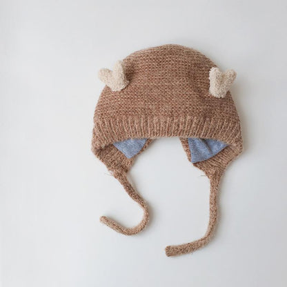 Baby Cartoon Knit Cap Strap Warm Ear Protection Cap
