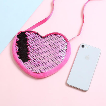Girl's One-Shoulder Crossbody Bag Heart-Shaped Coin Wallet
