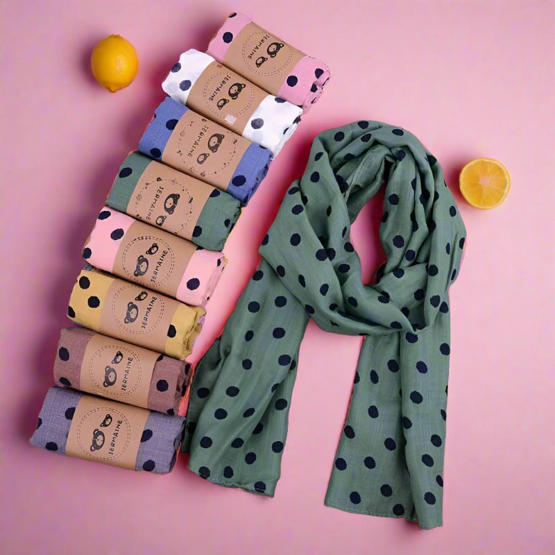 Children's Printed Dot Cotton and Hemp Warm Scarf