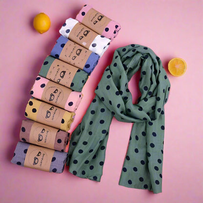 Children's Printed Dot Cotton and Hemp Warm Scarf