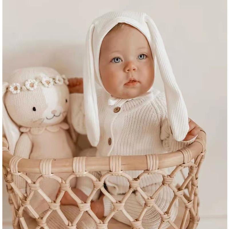 Baby Hat Rabbit Ear Strap Children's Pullover Hat