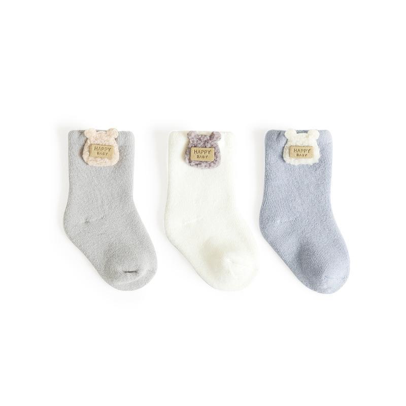 Baby Cartoon Thickened Terry Warm Tube Socks | 3pair/bag