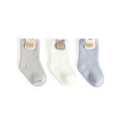 Baby Cartoon Thickened Terry Warm Tube Socks | 3pair/bag