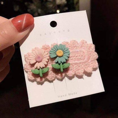 Kids Wool Knitted Little Daisy Headdress Hairpin