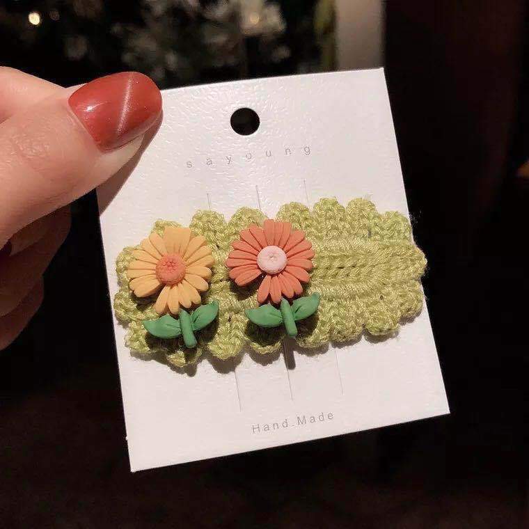 Kids Wool Knitted Little Daisy Headdress Hairpin