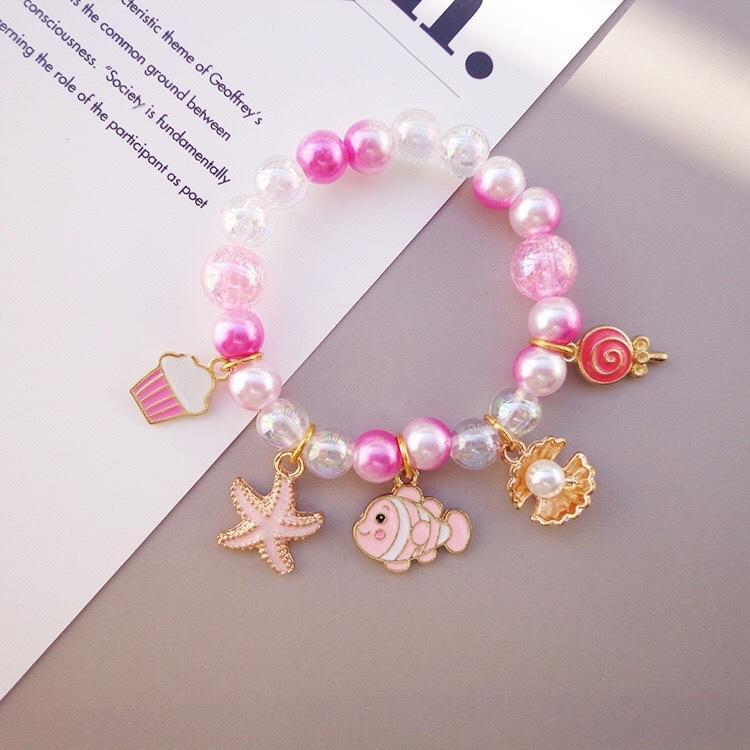Girl's Cute Cartoon Pendant Beaded Bracelet
