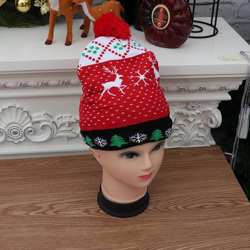 Christmas Decorations Adult Children's Luminous Knitted Christmas Hat