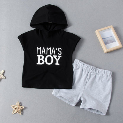 Boys' Hooded Vest T-shirt + shorts two-piece casual sweatpants set