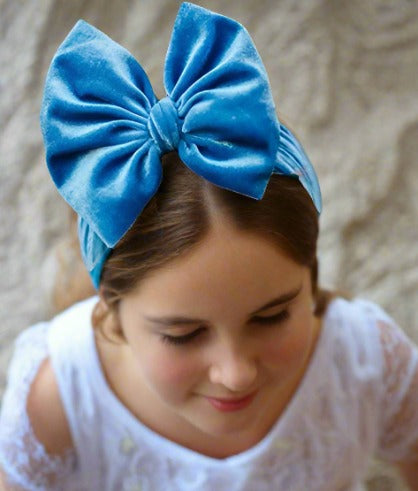 Simple Solid Color Bow Headband Baby Velvet Hair Band