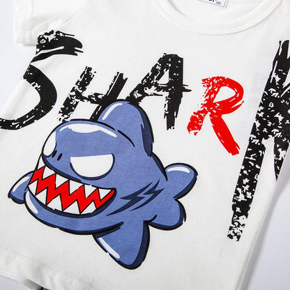 Children's short sleeved T-shirt Cartoon Shark Boys' Top