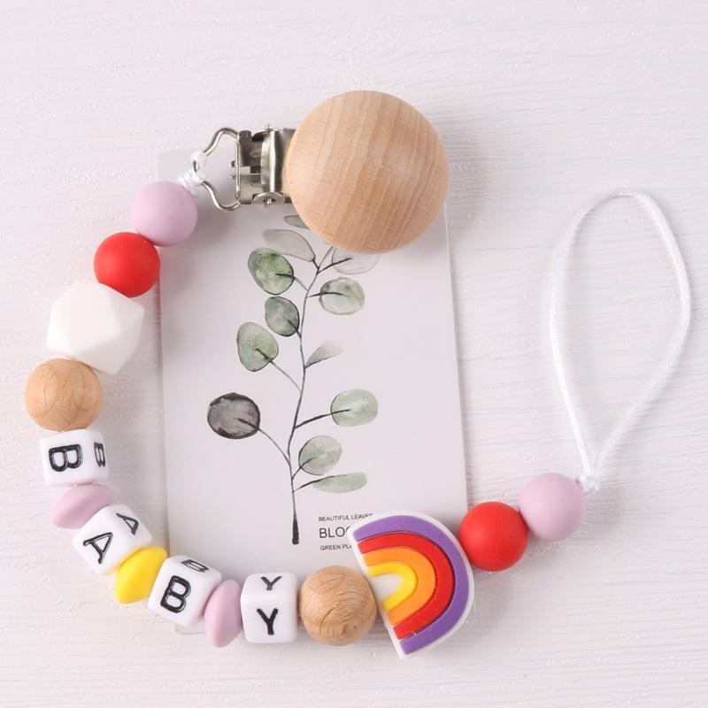 Beech Silicone Pacifier clip Baby Teether Toy Anti-lost Chain