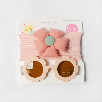 Children's Hair Band Glasses Flower Sunglasses Headband Set