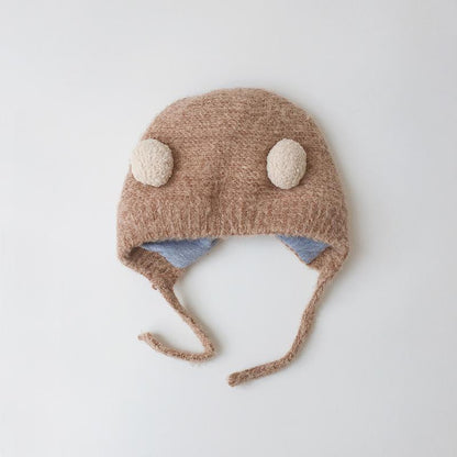 Baby Cartoon Knit Cap Strap Warm Ear Protection Cap
