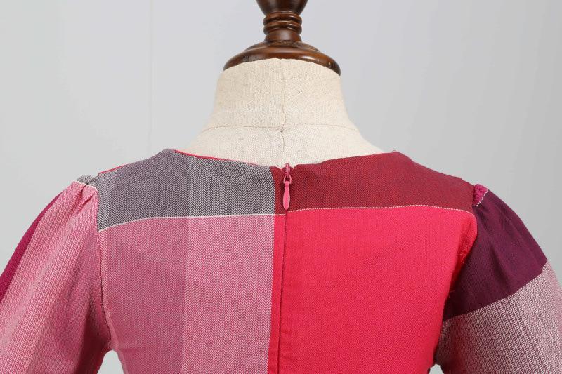 Children's Lapel Double-breasted Long Sleeve Plaid Dress