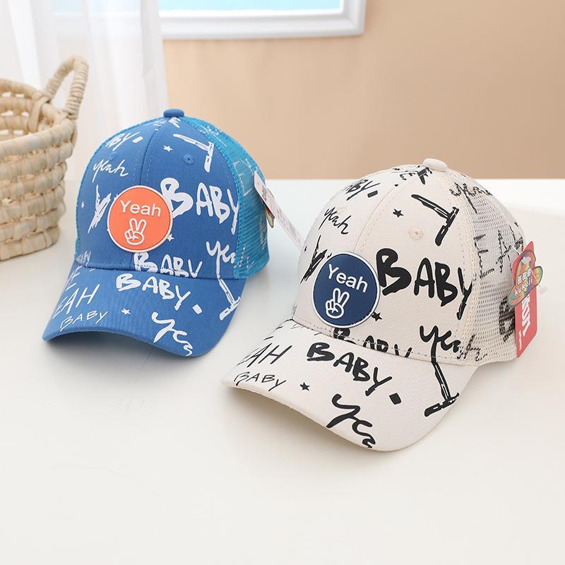 Children Graffiti Print Kids Sunshade Mesh Cap