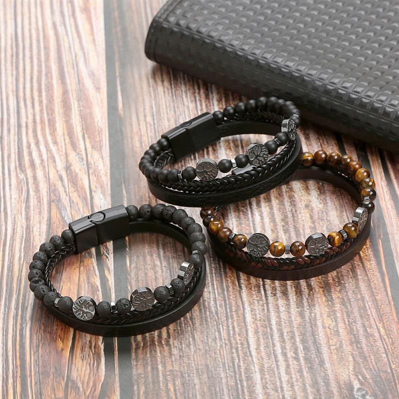 Geometric Gem Metal Patchwork Men'S Bracelets