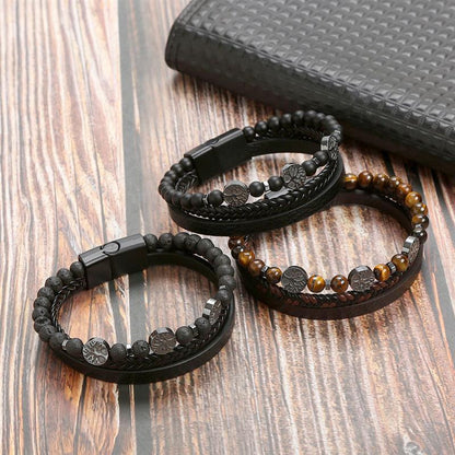 Geometric Gem Metal Patchwork Men'S Bracelets