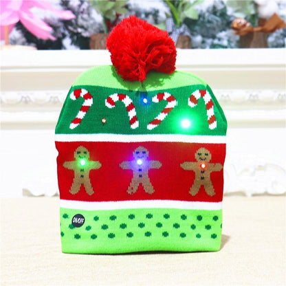 Christmas Decorations Adult Children's Luminous Knitted Christmas Hat