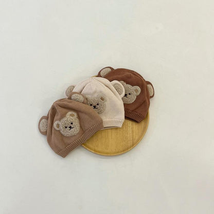 Baby Bear Boy Knitted Hat Plus Cotton Wool Hat