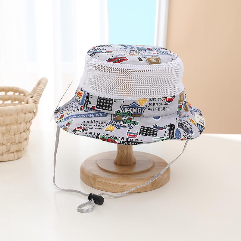 Cartoon Car Print Children's Breathable Sunshade Mesh Hat