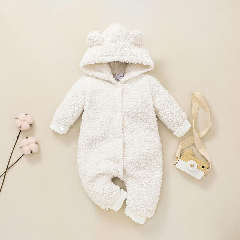 Baby's Solid Color Hooded Jumpsuit