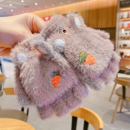 Children's Thickened Warm Half Flip Gloves