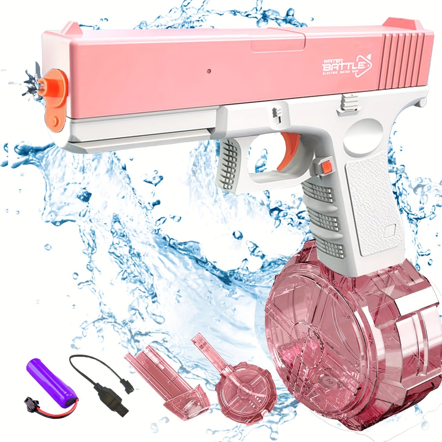 M1911 Glock Electric Water Gun - High-Quality Rechargeable Kids Toy with Large Water Capacity for Summer Games and Fun