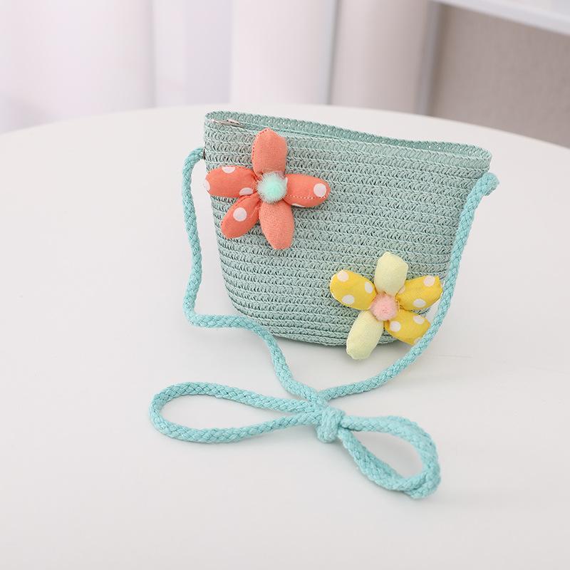 Trendy Flower Streamer Children's Straw Hat Bag Set