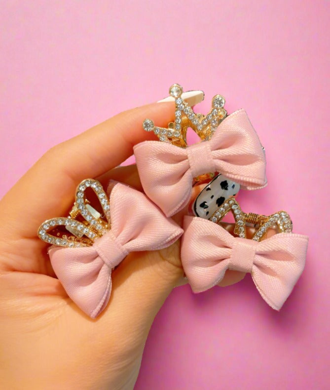 Children's Bow Rhinestone Crown Hairpin