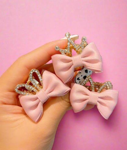 Children's Bow Rhinestone Crown Hairpin