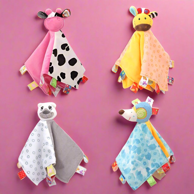 Baby Animal Comfort Towel with Rattle Plush Toy