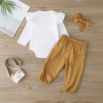 Baby Girl Long Sleeve Jumpsuit 3-piece Set